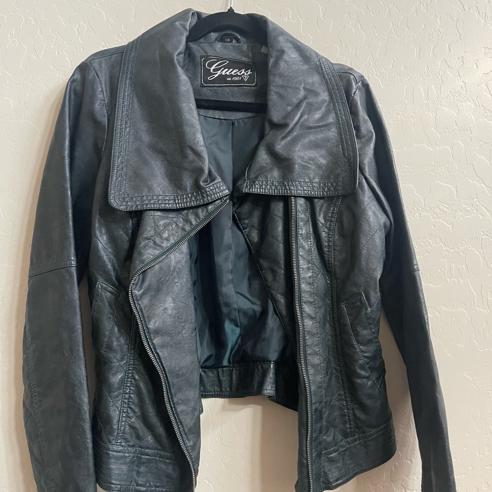 Guess Women's Dark Faux Leather Jacket